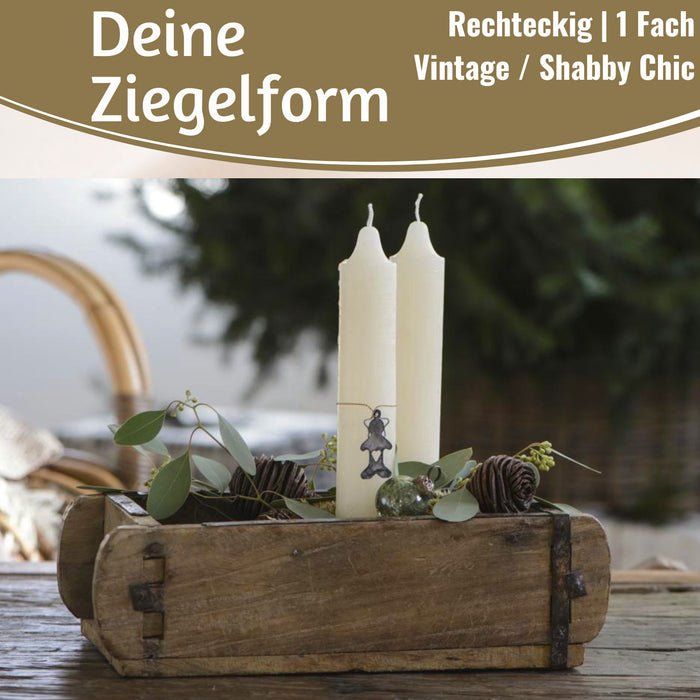 KI-generiertes Bild,IB Laursen Holz Ziegelform Unika 31x15cm Braun alte Backsteinform Cutlery Deko
