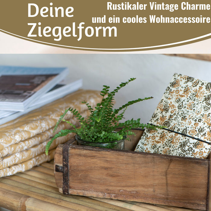 KI-generiertes Bild,IB Laursen Holz Ziegelform Unika 31x15cm Braun alte Backsteinform Cutlery Deko