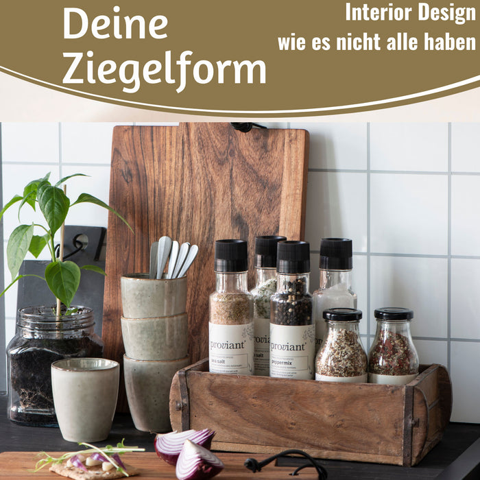 KI-generiertes Bild,IB Laursen Holz Ziegelform Unika 31x15cm Braun alte Backsteinform Cutlery Deko