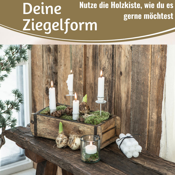 KI-generiertes Bild,IB Laursen Holz Ziegelform Unika 31x15cm Braun alte Backsteinform Cutlery Deko