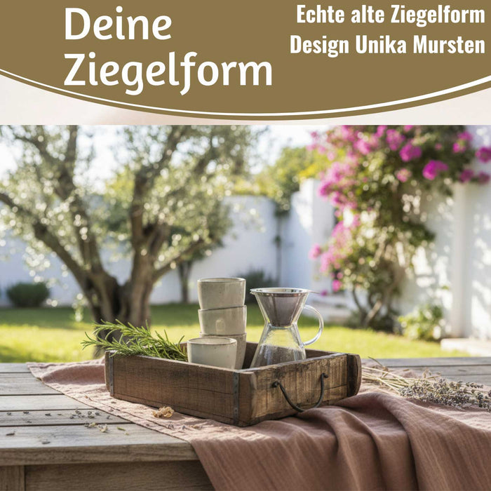 KI-generiertes Bild,Holz Ziegelform Unika 32x30x12m Braun Schublade alte Backsteinform Cutlery Deko
