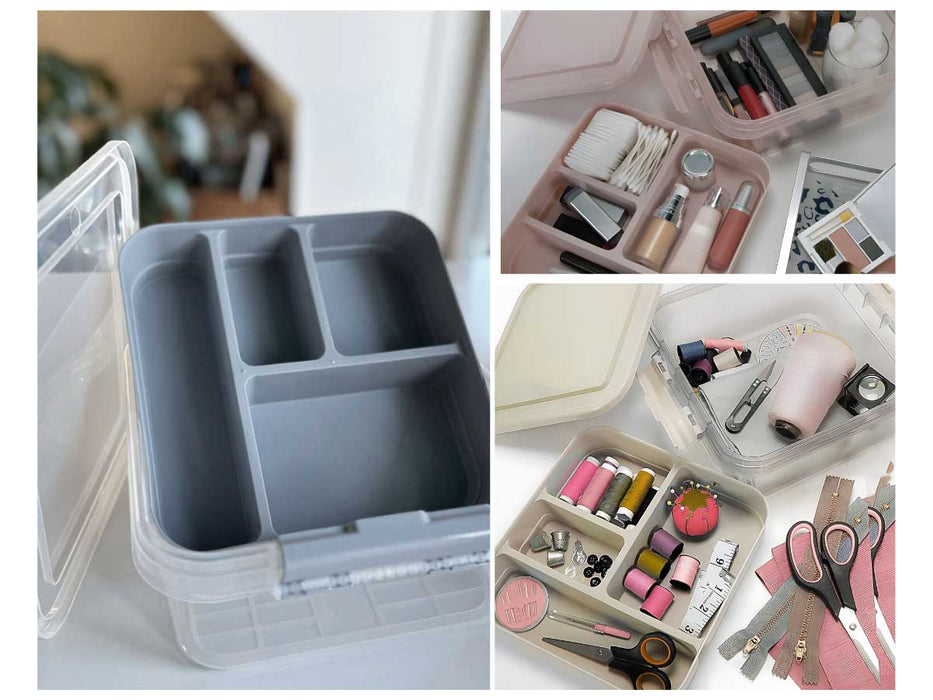 KI-generiertes Bild,Sortierbox Aufbewahrungsbox 26x11cm Grau Stapelbox mit Deckel Kosmetik Organizer