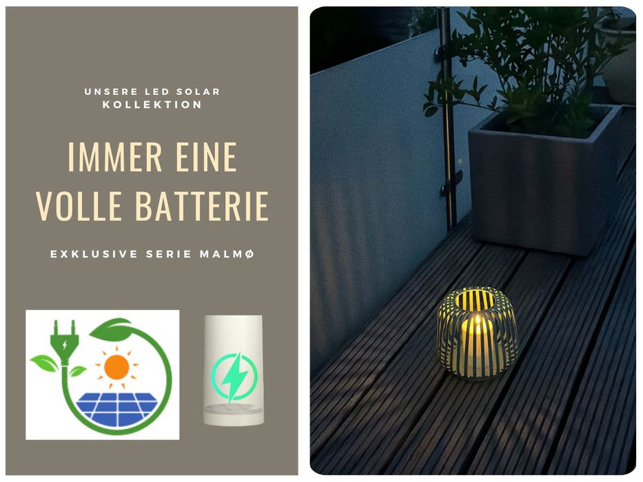 Solar Outdoor LED Windlicht Lampe Grün 20cm Stumpenkerze Timer Metall Kunststoff