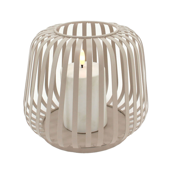 Solar Outdoor LED Windlicht Lampe Sand 20cm Stumpenkerze Timer Metall Kunststoff