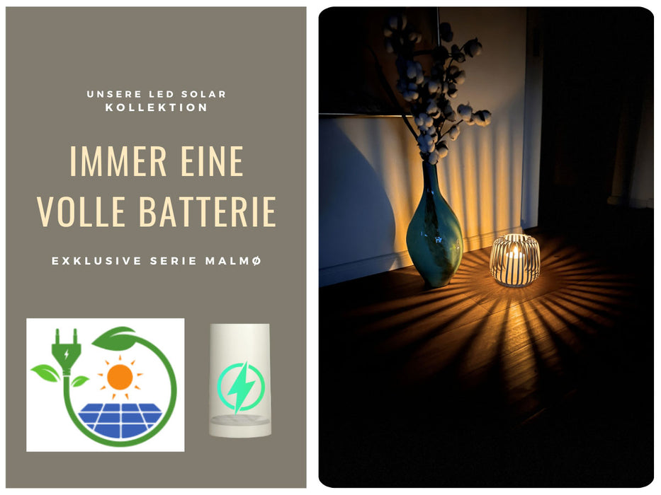 Solar Outdoor LED Windlicht Lampe Sand 20cm Stumpenkerze Timer Metall Kunststoff