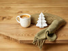 3x Papier Tannenbaum Weiß - goldener Rand - 8cm Deko-Anhänger Weihnachten Baumschmuck