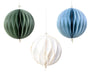 3x XL Papier Wabenball Grün Blau Weiß 15cm Deko-Anhänger Weihnachten Baumschmuck