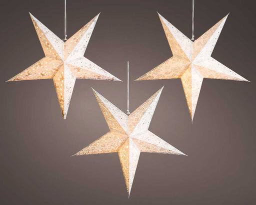 3D Samt Leuchtstern Ø 60cm Weiß Beleuchtet Weihnachtsstern Papierstern