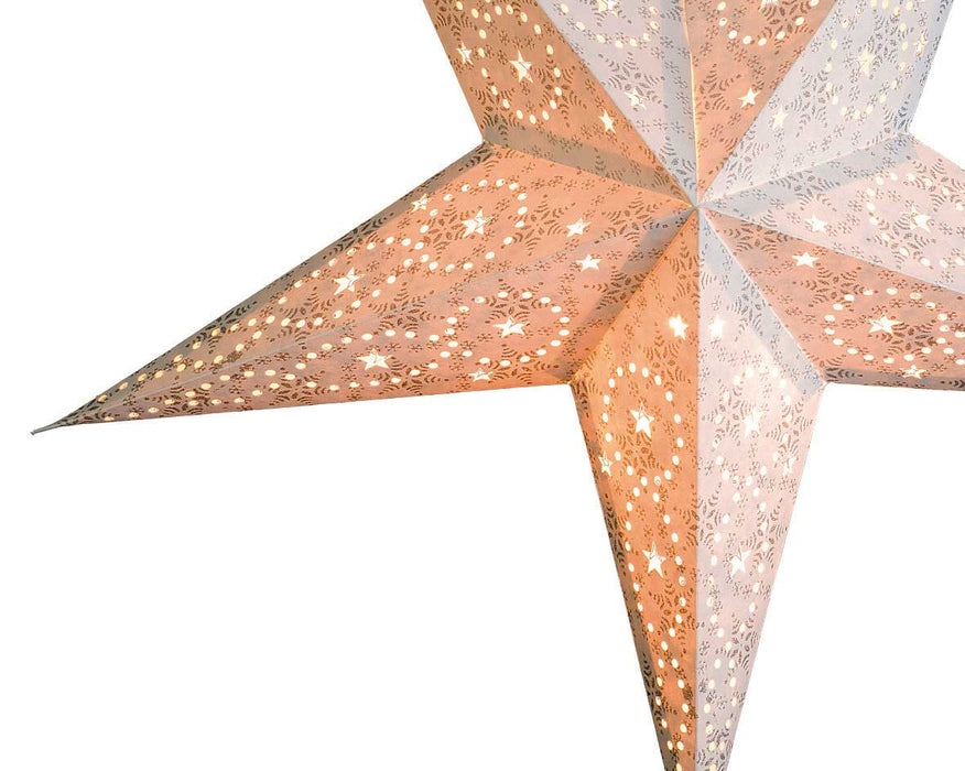3D Samt Leuchtstern Ø 60cm Weiß Beleuchtet Weihnachtsstern Papierstern