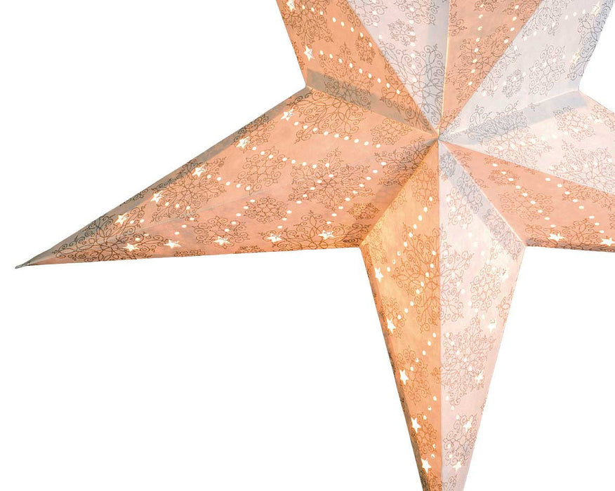 3D Samt Leuchtstern Ø 60cm Weiß Beleuchtet Weihnachtsstern Papierstern