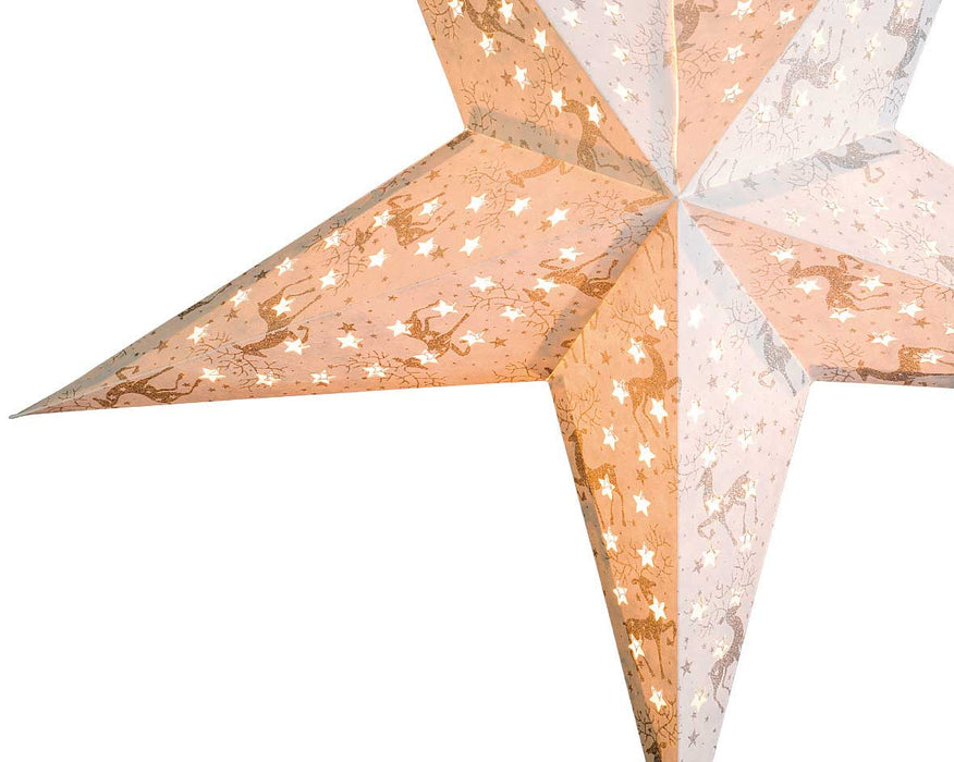 3D Samt Leuchtstern Ø 60cm Weiß Beleuchtet Weihnachtsstern Papierstern