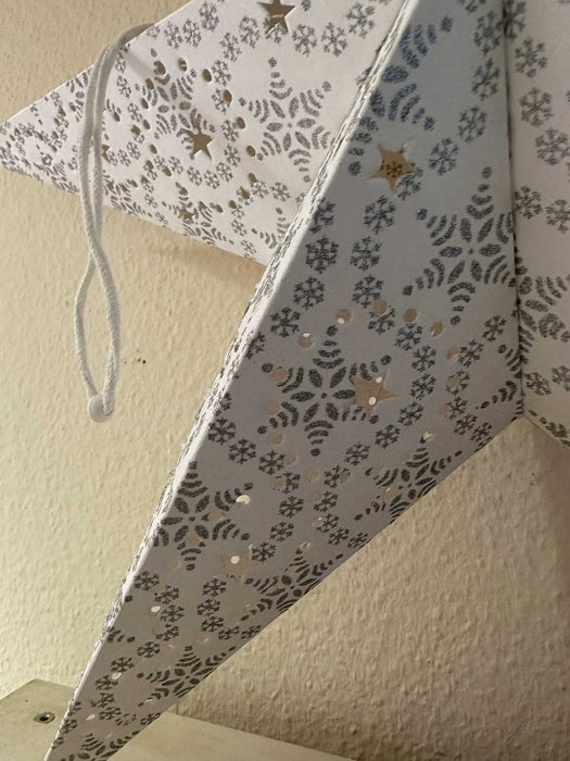 3D Samt Leuchtstern Ø 60cm Weiß Beleuchtet Weihnachtsstern Papierstern