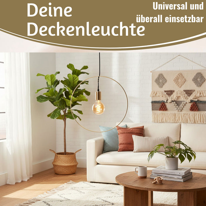 Pendel-Leuchte Ring Gold 40cm E27 Rund Hängelampe Hängeleuchte Deckenleuchte