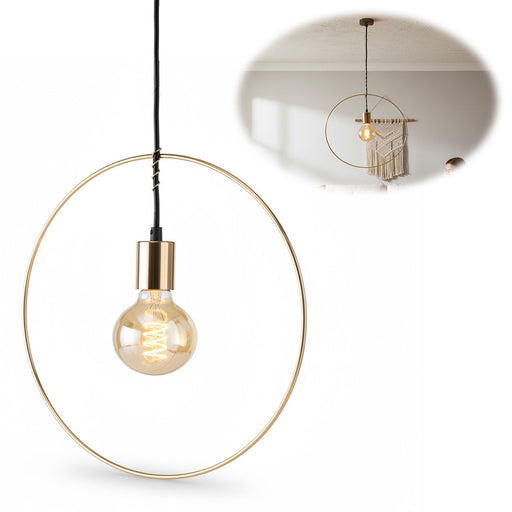 Pendel-Leuchte Ring Gold 40cm E27 Rund Hängelampe Hängeleuchte Deckenleuchte