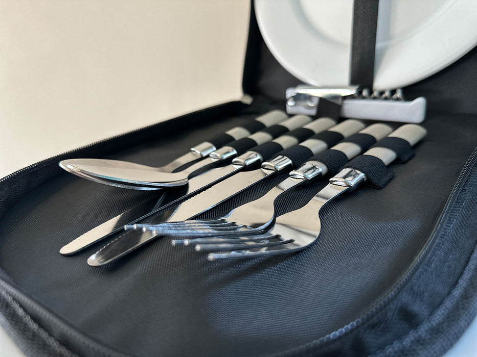 KI-generiertes Bild,10-teiliges Picknick-Set Tragetasche Geschirr Besteck Mehrweggeschirr 2 Personen
