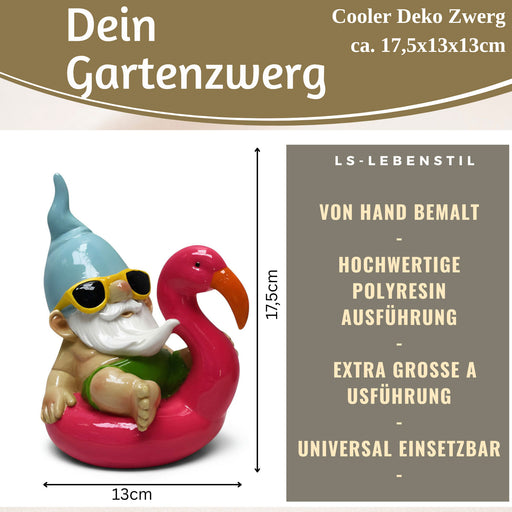 XL Deko Figur Gartenzwerg Pink sitzend 17cm Gnom Skulptur Gartenstatue Statue Objekt