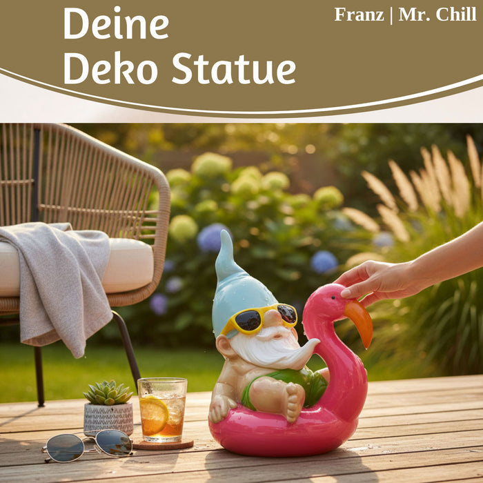 KI-generiertes Bild,XL Deko Figur Gartenzwerg Pink sitzend 17cm Gnom Skulptur Gartenstatue Statue Objekt