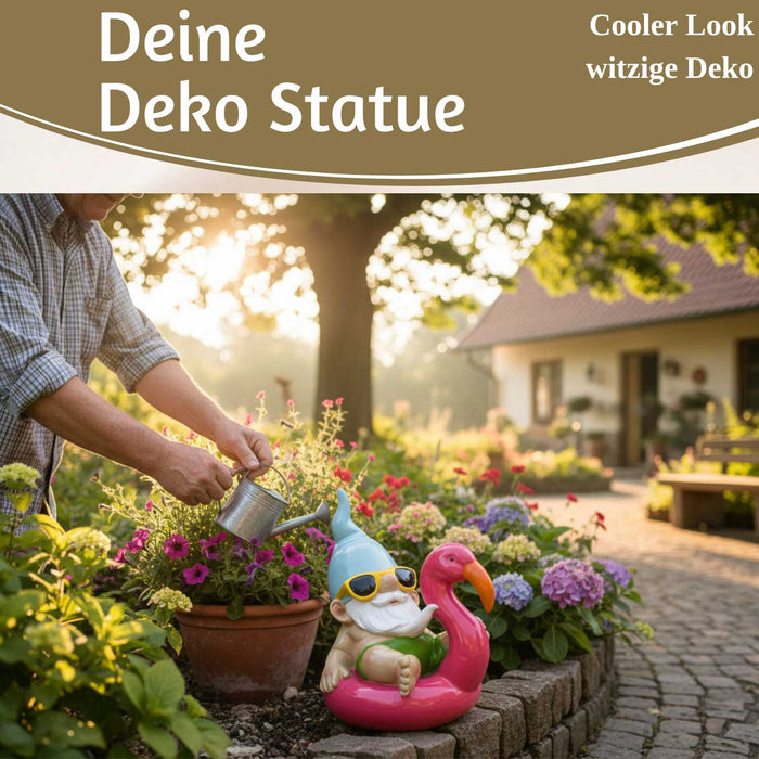 XL Deko Figur Gartenzwerg Pink sitzend 17cm Gnom Skulptur Gartenstatue Statue Objekt