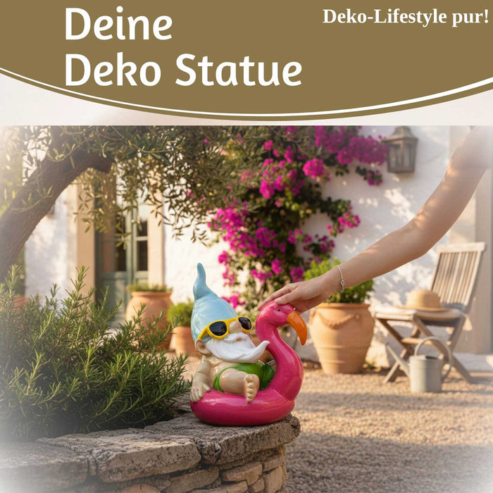 XL Deko Figur Gartenzwerg Pink sitzend 17cm Gnom Skulptur Gartenstatue Statue Objekt