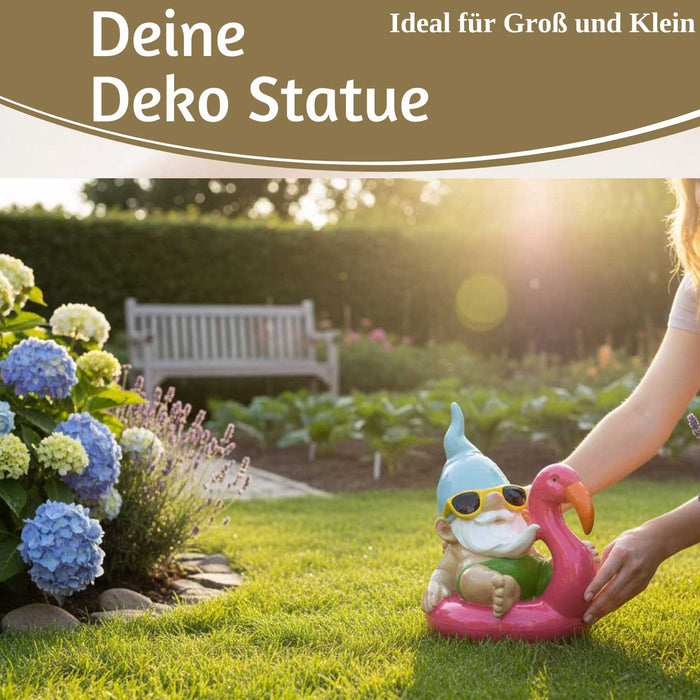 XL Deko Figur Gartenzwerg Pink sitzend 17cm Gnom Skulptur Gartenstatue Statue Objekt