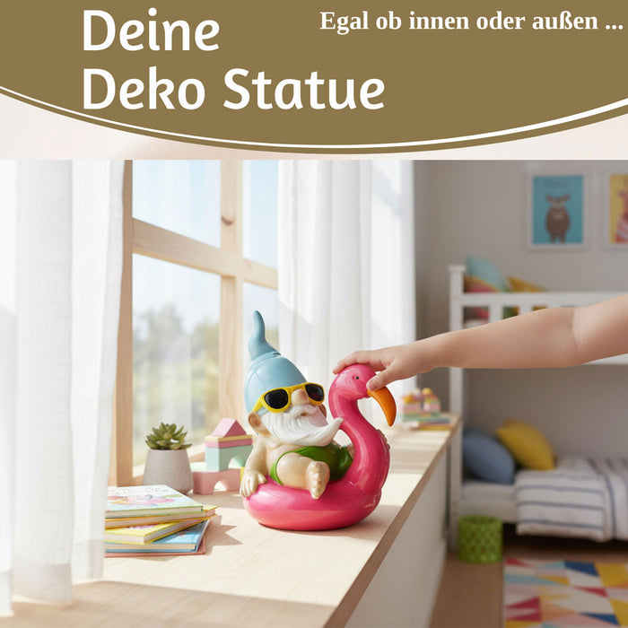 XL Deko Figur Gartenzwerg Pink sitzend 17cm Gnom Skulptur Gartenstatue Statue Objekt