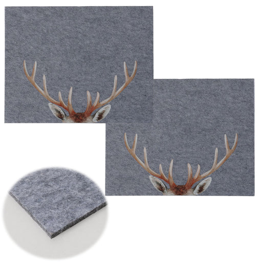 2x Filz Tischset Platzset Hirschgeweih Dunkelgrau 45cm Rechteckig Platzdeckchen Platzmatte