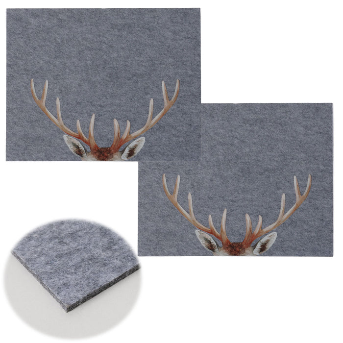 2x Filz Tischset Platzset Hirschgeweih Dunkelgrau 45cm Rechteckig Platzdeckchen Platzmatte