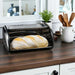 KI-generiertes Bild,Vintage Brotkasten Chrom Silber 34cm Metall Retro Brotbox Aufbewahrungskorb