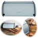 KI-generiertes Bild Vintage Brotkasten Ice Blau 34cm Metall Retro Brotbox Aufbewahrungskorb