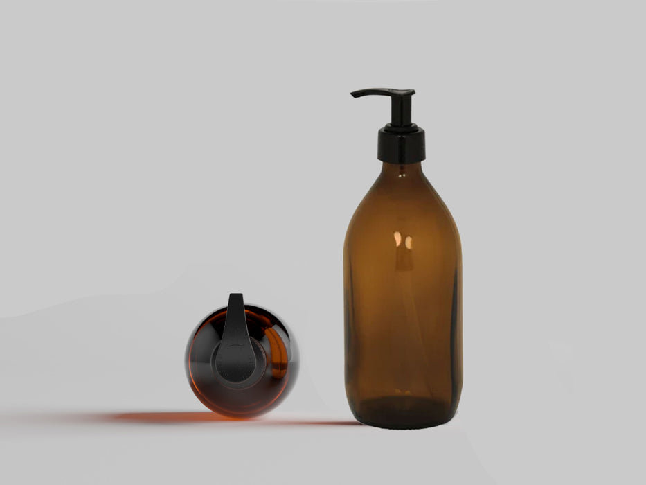 KI-generiertes Bild,Design Glas Seifenspender 300ml Vintage Braun Schwarz 19cm Dispenser Seifenpumpe