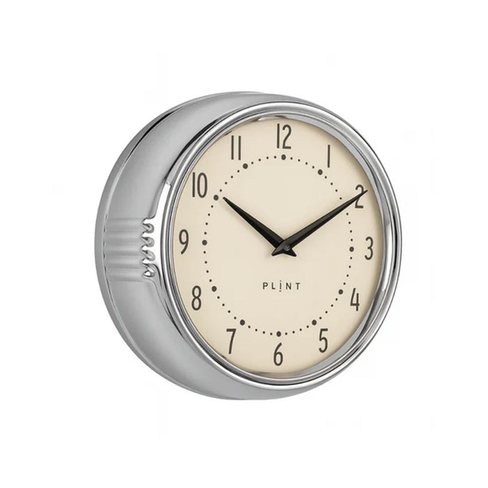 Nostalgische Metall Wanduhr Silber Chrom 23cm Vintage Küchenuhr Bürouhr Retro Look