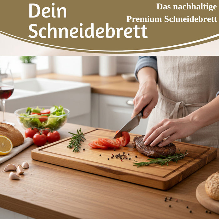 Profi Holz Schneidebrett 47x36cm XL Akazie Küchenbrett Tranchierbrett