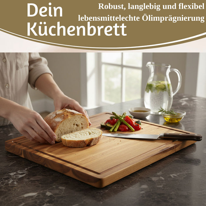 Profi Holz Schneidebrett 47x36cm XL Akazie Küchenbrett Tranchierbrett