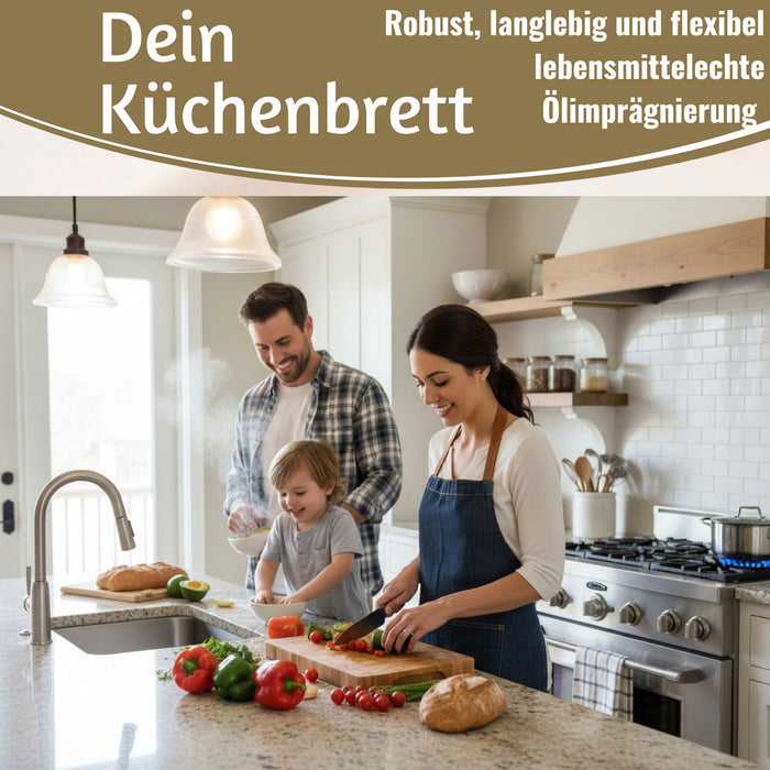 Profi Holz Schneidebrett Stirnholz 36cm XL Bambus Küchenbrett Tranchierbrett