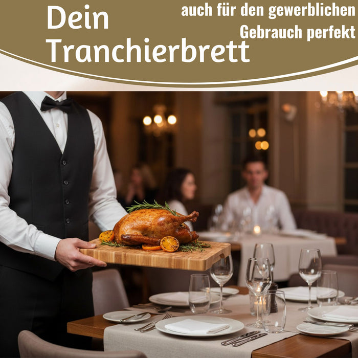 Profi Holz Schneidebrett Stirnholz 36cm XL Bambus Küchenbrett Tranchierbrett