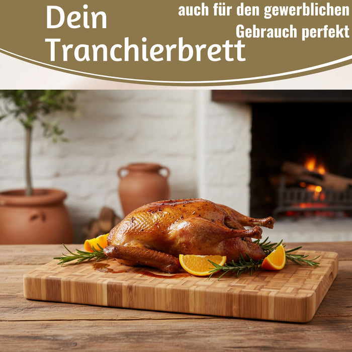 KI-generiertes Bild,Profi Holz Schneidebrett Stirnholz 36cm XL Bambus Küchenbrett Tranchierbrett