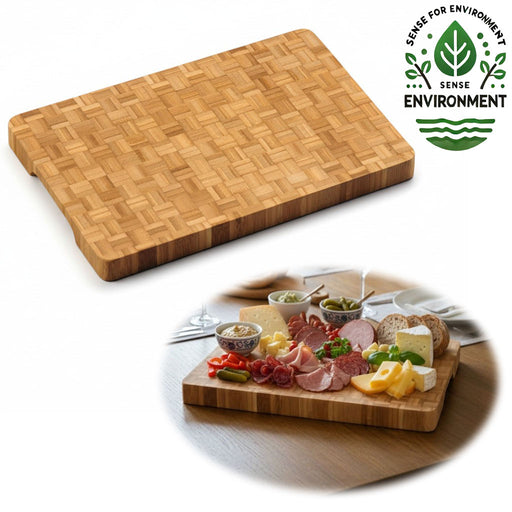 Profi Holz Schneidebrett Stirnholz 36cm XL Bambus Küchenbrett Tranchierbrett