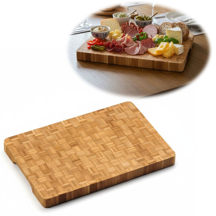 KI-generiertes Bild Profi Holz Schneidebrett Stirnholz 36cm XL Bambus Küchenbrett Tranchierbrett