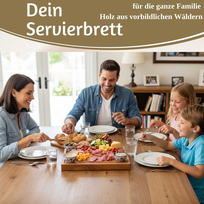 KI-generiertes Bild,Profi Holz Schneidebrett Teak 40cm XL Teakholz Küchenbrett Tranchierbrett