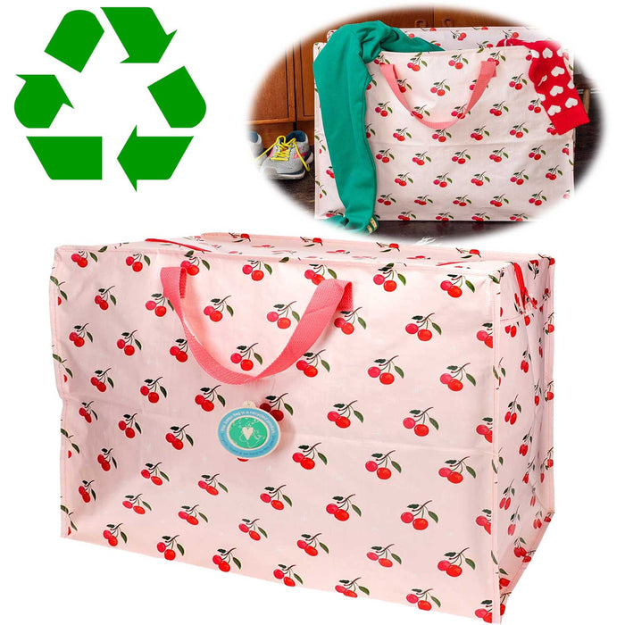 XXL Jumbo Bag Cherry - Kirschen 55cm Recyclet Aufbewahrungstasche Einkaufstasche