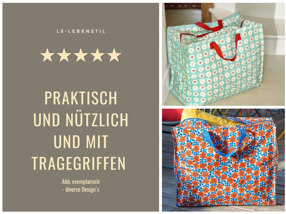 XXL Jumbo Bag French Rose Rote Rosen 55cm Recyclet Aufbewahrungstasche Einkaufstasche