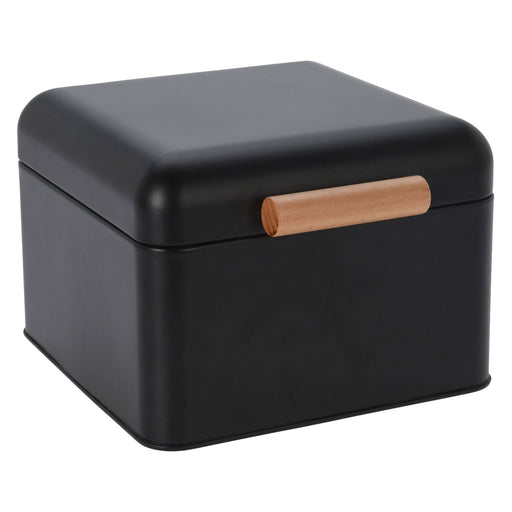 Vintage Brotkasten Schwarz Black 20cm Metall Retro Brotbox Aufbewahrungskorb