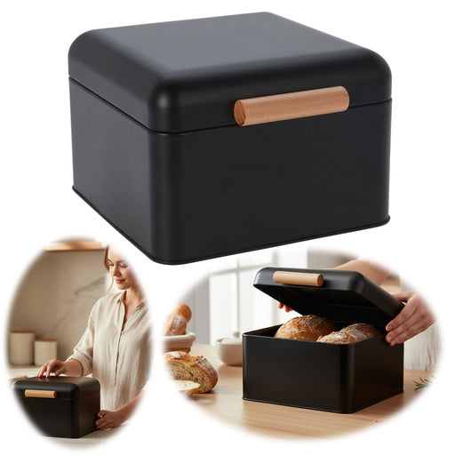 Vintage Brotkasten Schwarz Black 20cm Metall Retro Brotbox Aufbewahrungskorb