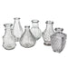 6x Retro Glas-Vase 11-15cm Klar Set Deko Tisch-Vase Blumenvase Väschen