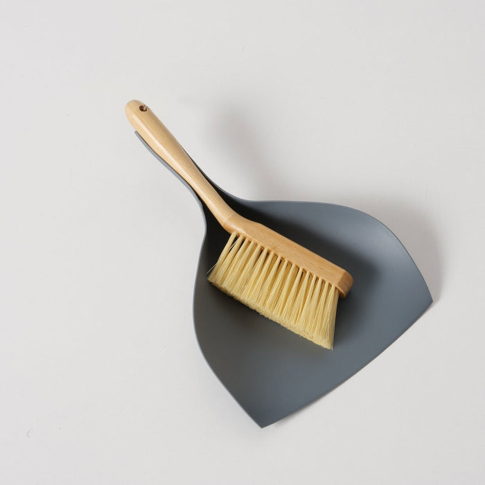 Vintage Kehrbesen Kehrschaufel 35x24cm Grau Natur Kehrset Handfeger