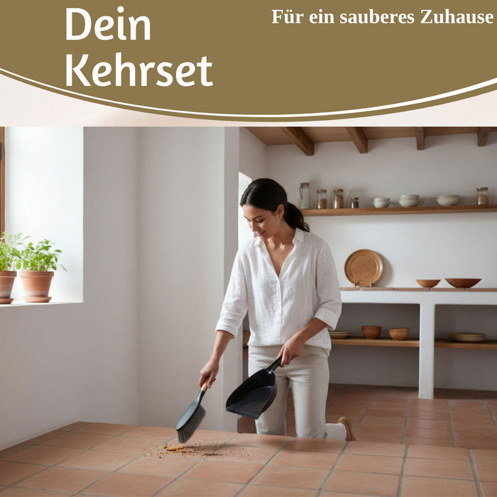 KI-generiertes Bild,Kehrbesen Kehrschaufel 32x22cm Schwarz Kehrset Kehrblech und Handfeger