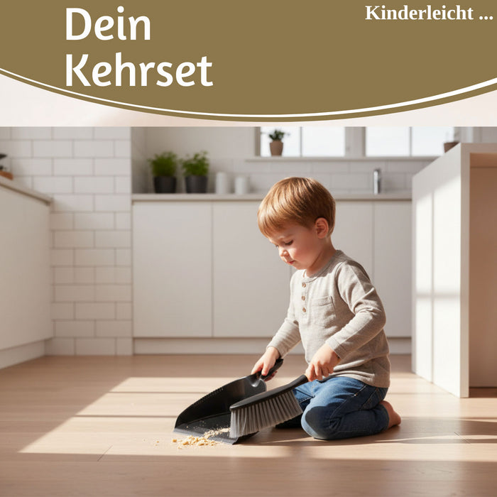 Kehrbesen Kehrschaufel 32x22cm Schwarz Kehrset Kehrblech und Handfeger