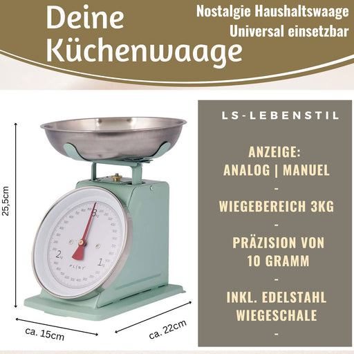 KI-generiertes Bild,Vintage Küchenwaage Retro Leaf Manuelle Backwaage großes Ziffernblatt 1L Schüssel