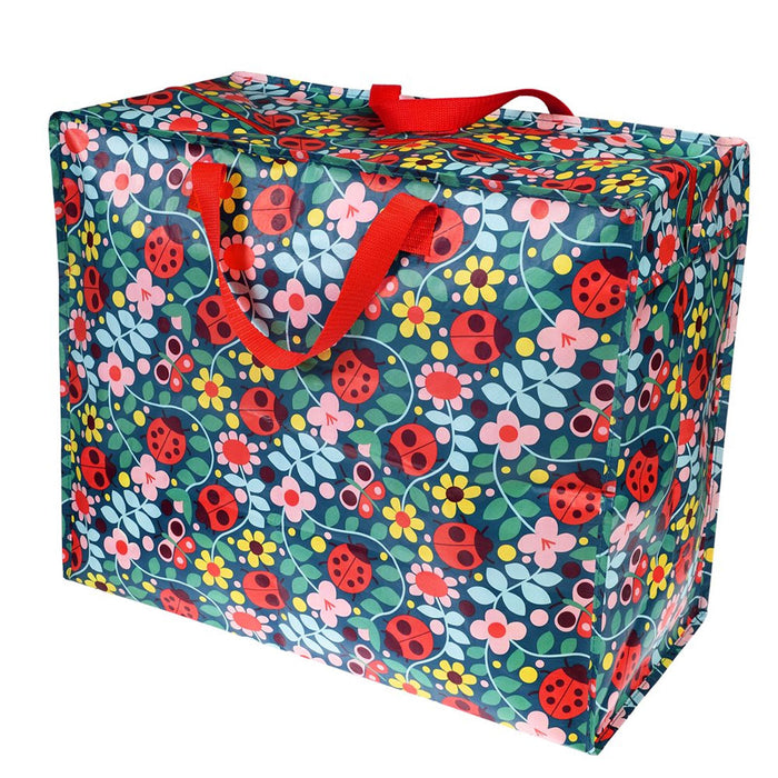 XXL Jumbo Bag Blumen Marienkäfer 55cm Recycelt Aufbewahrungstasche Einkaufstasche