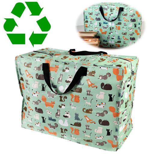 XXL Jumbo Bag Nine Lives - Katzen 55cm Recyclet Aufbewahrungstasche Einkaufstasche
